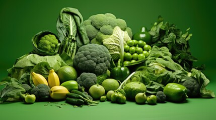 vegetables green solid background