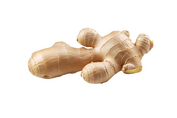 Fresh gingers rhizome with sliced are isolated on a transparent background Generative AI