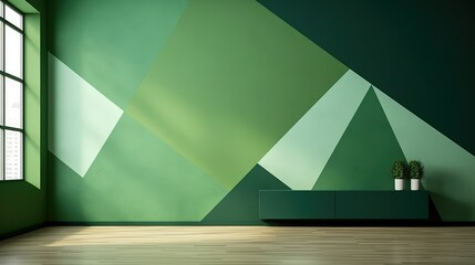 geometric green background wall