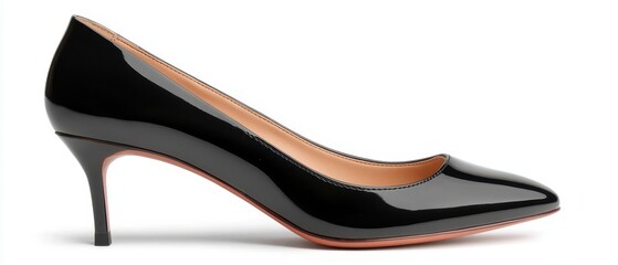 Obraz premium Elegant Black Patent Leather High Heel Shoe with a Classic Design