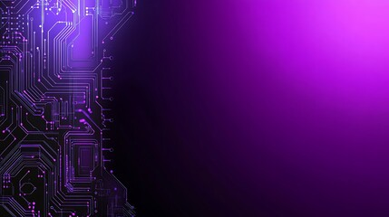 Obraz premium Abstract purple background with circuit board pattern, leaving space for text or logo.