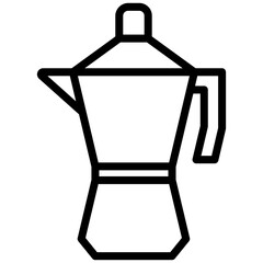 Mocca Pot Icon, Black And White Outline Icon Symbol
