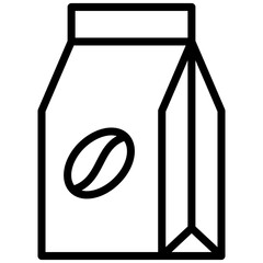 Coffee Bag Icon, Black And White Outline Icon Symbol