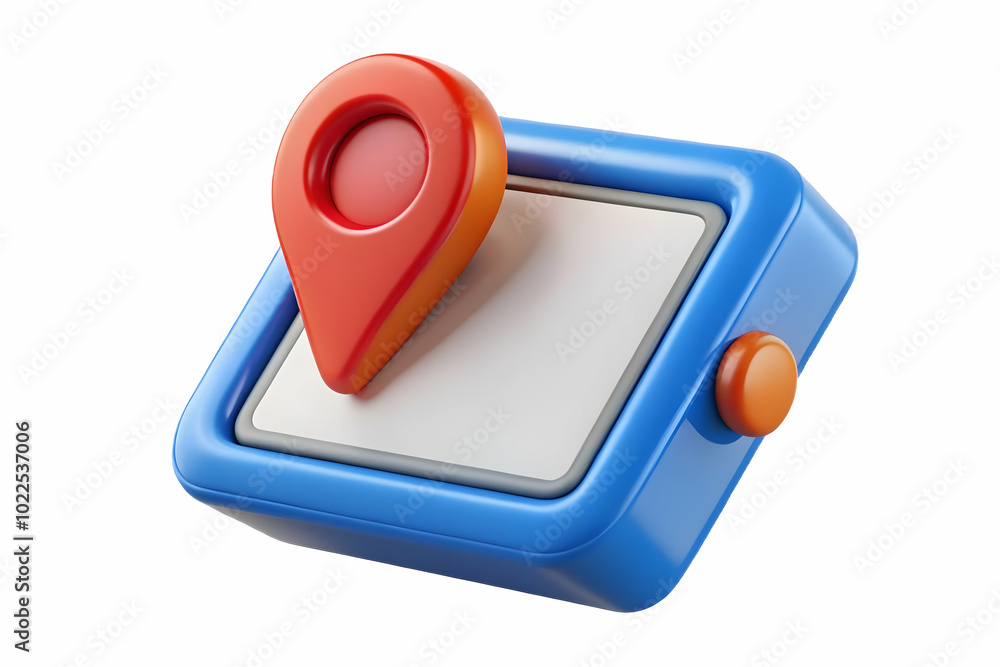 Poster glossy gps navigation device on plain background with ample copy space for advertising and banner us