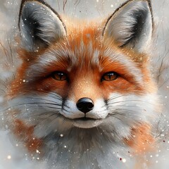 Fototapeta premium Red Fox Portrait in Winter: Close-Up of a Majestic Animal