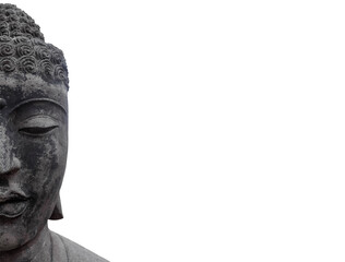 Tête de bouddha , fond blanc, 