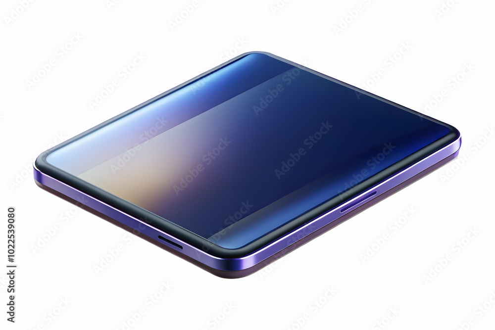 Poster glossy tablet on plain surface with copy space: modern device representing connectivity and joy of w