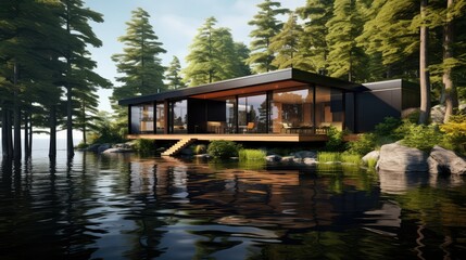 Fototapeta premium clear waterfront house
