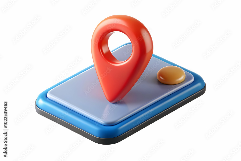Poster glossy gps navigation device on plain background with copy space - exciting journey & technology con