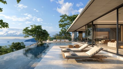 Fototapeta premium Modern Villa with Infinity Pool and Ocean View