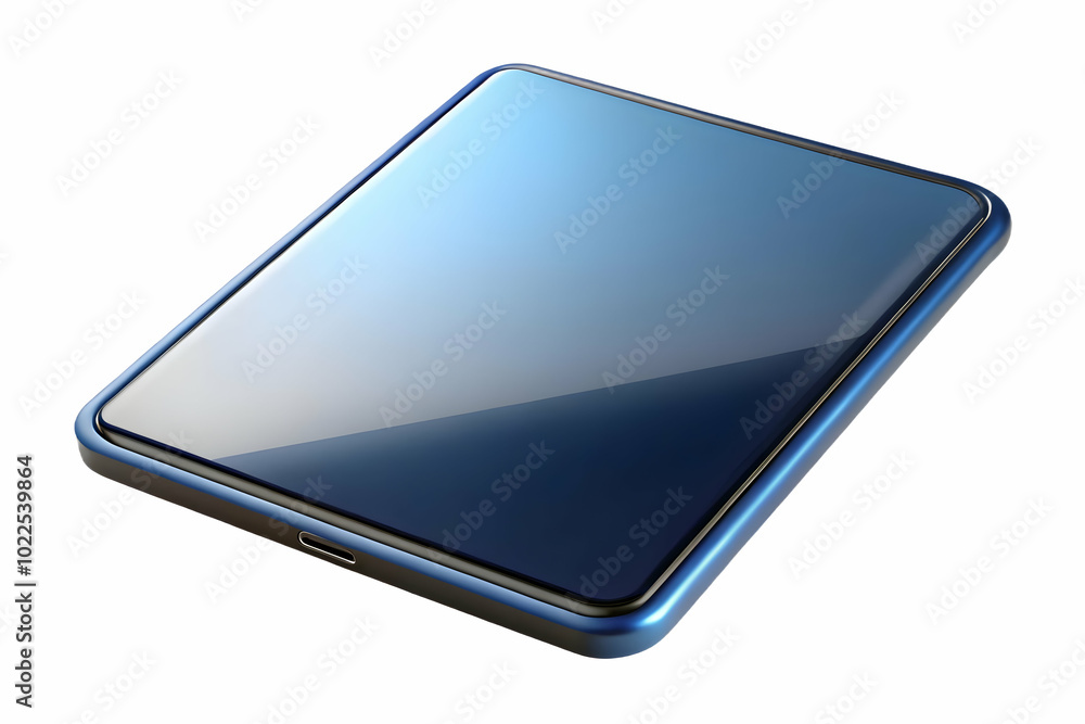 Poster glossy tablet on plain surface with copy space � sleek image of modern device reflecting connectivit