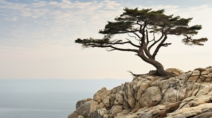 roots tall pine tree isolated