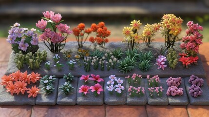 Miniature Rainbow Flower Garden for a Fairy Scene