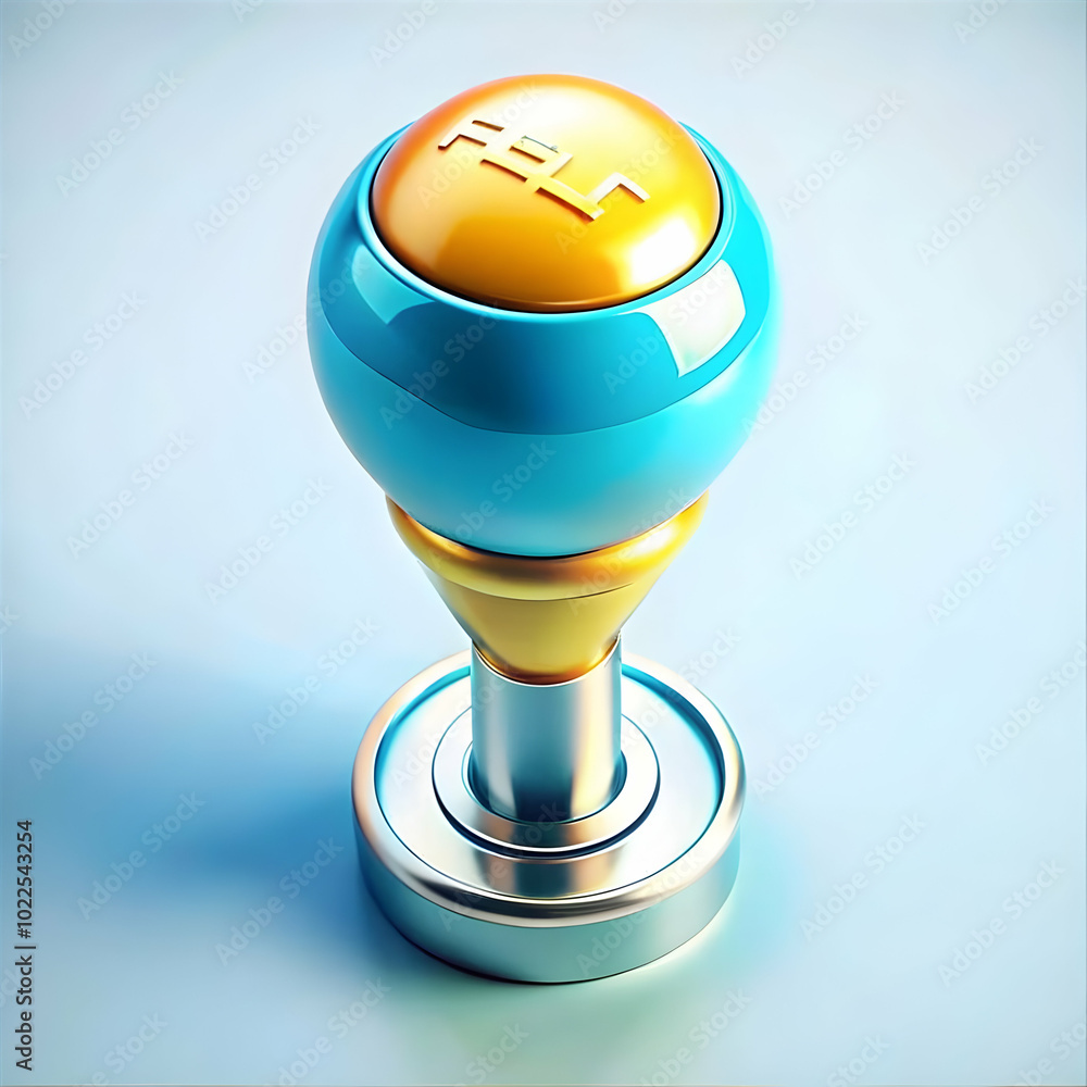 Poster glossy gear shift knob close up on plain background with copy space - emphasizing driving control an