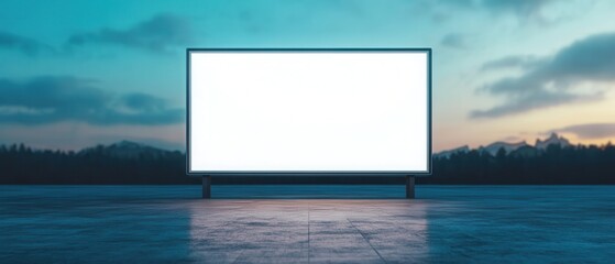 Blank LED Billboard on Futuristic Skyscraper at Night