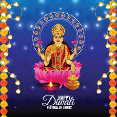 Vector illustration of goddess laxami for happy diwali