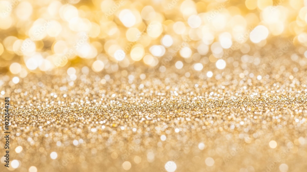 Wall mural sparkling gold glitter texture with soft bokeh background