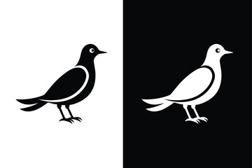 Vector Bird Silhouette Icons. Stylish Black and White Logo Designs