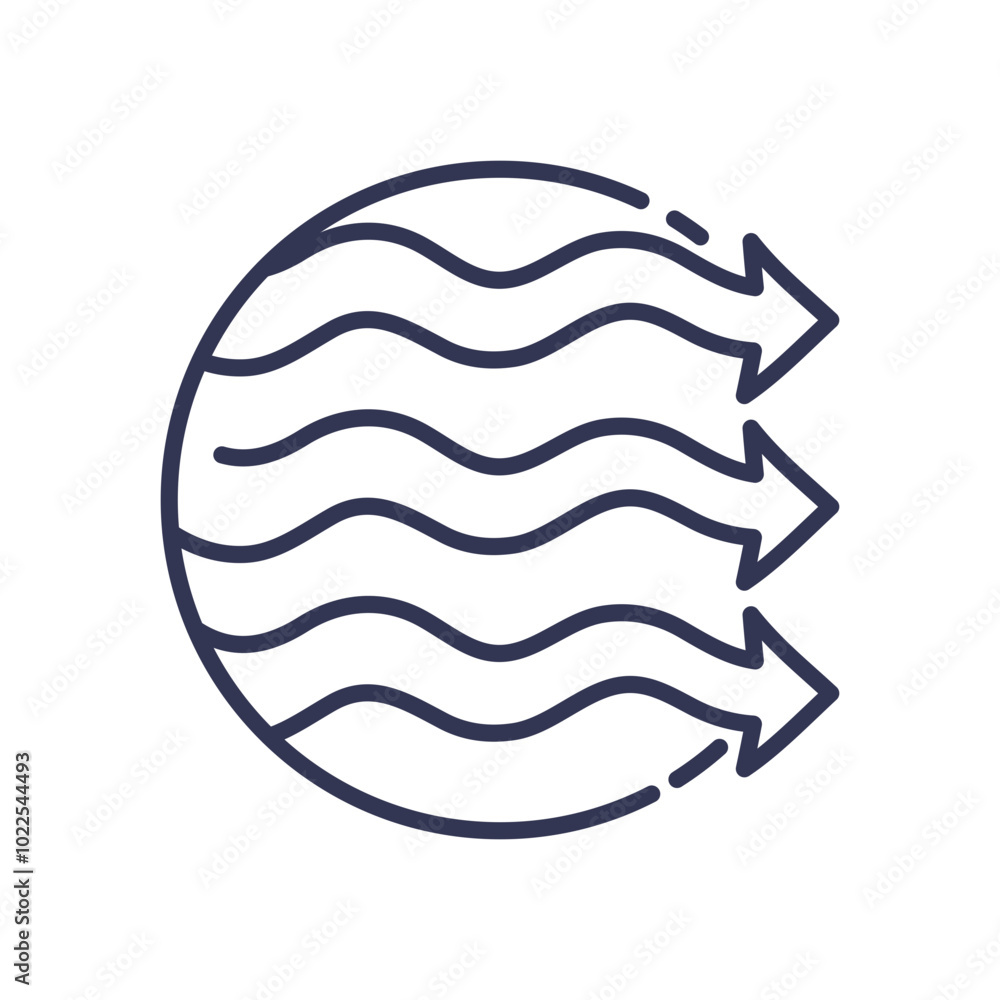 Poster arrow and checkmark symbolize direction and approval in airflow context.