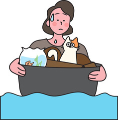 People in flood situations and rescue efforts