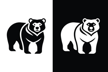 Minimalist Bear Icon. Vector Silhouette for Wildlife Illustrations