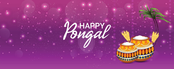 Happy pongal south indian festival greting card