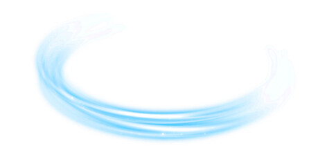 Blue Wavy Neon Glowing Lines isolated on a transparent background