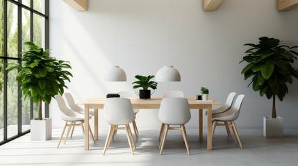 scandinavian empty meeting table