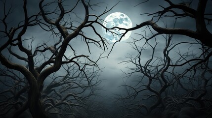 branches full moon trees