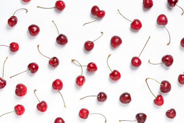 Cherry Berries Pattern on White Background