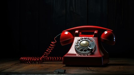 communication old red phone