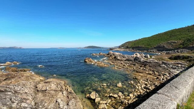 Coastal Panorama of Rocky Beach in Spain on a Sunny Day
