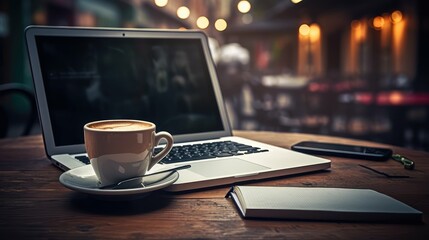 Fototapeta premium steaming writer coffee shop