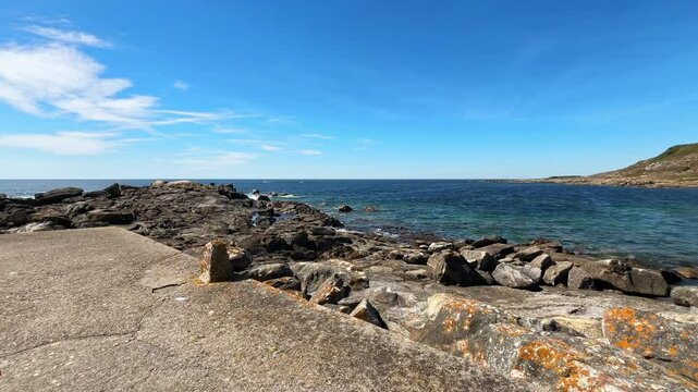 Panorama of the Coast of Atlantic Ocean near Spain on a Sunny Day