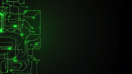 Obraz premium Abstract digital green circuit board background with copy space.