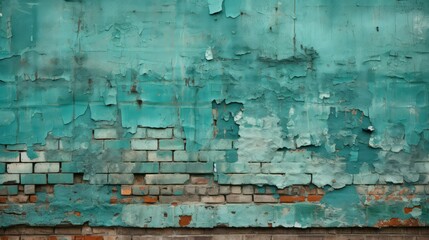 Obraz premium decay teal brick wall