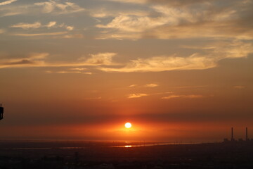 Fototapeta premium Sunset at the seaside in Taichung, Taiwan