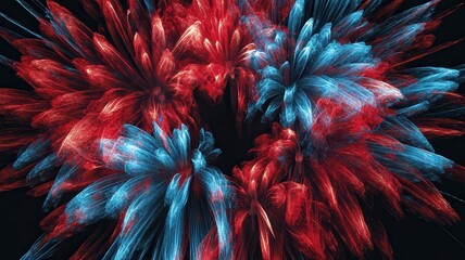 Beautiful skyscrapers with red and blue fireworks illuminating dark night sky,cityscape,Firework celebrate anniversary happy new year,Countdown,bye this year and hello next year,copy space.