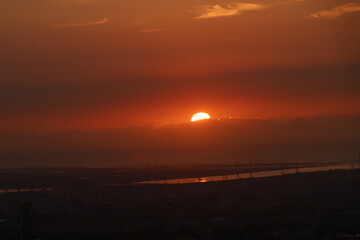 Sunset at the seaside in Taichung, Taiwan
