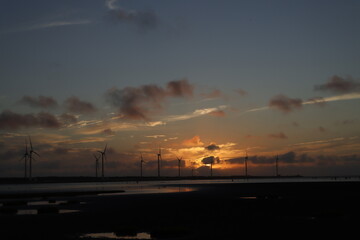 Sunset at the seaside in Taichung, Taiwan