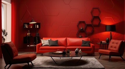 wallpaper red hexagon pattern