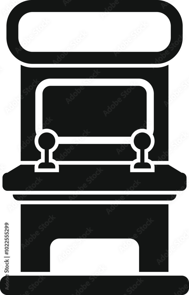 Aufkleber simple silhouette vector icon of a retro arcade game machine with two joysticks, perfect for evoking