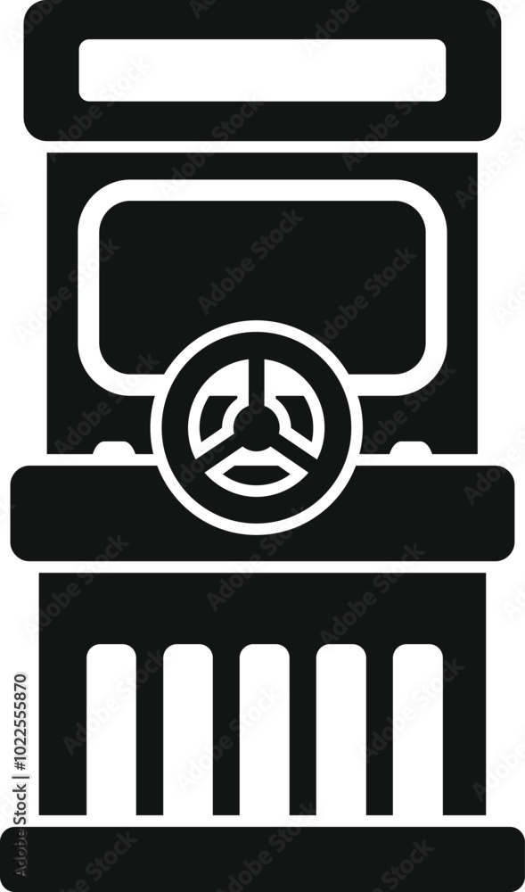 Poster simulator racing game machine with steering wheel and screen icon. simple illustration of simulator 