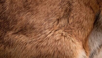 Close-Up of Soft Brown Fur with White Spotted Pattern. Natural Animal Coat Texture