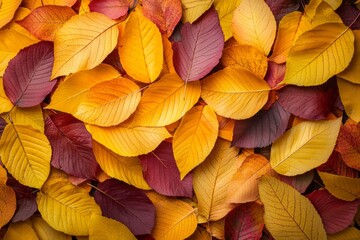 Fototapeta premium Fallen Leaves Season Background created with Generative AI