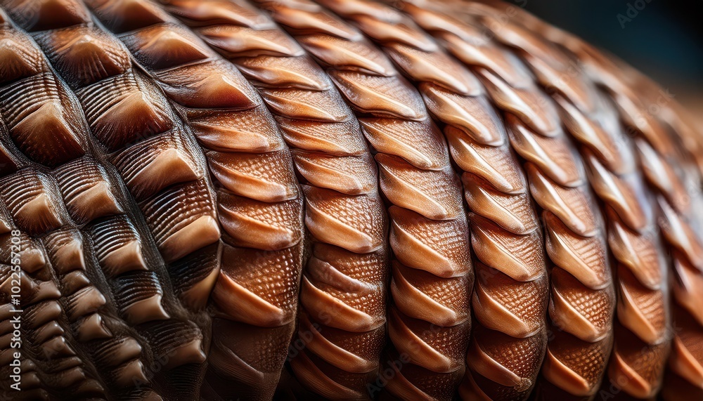 Poster close-up of armadillo scales highlighting textured, overlapping armor plates with detailed patterns 