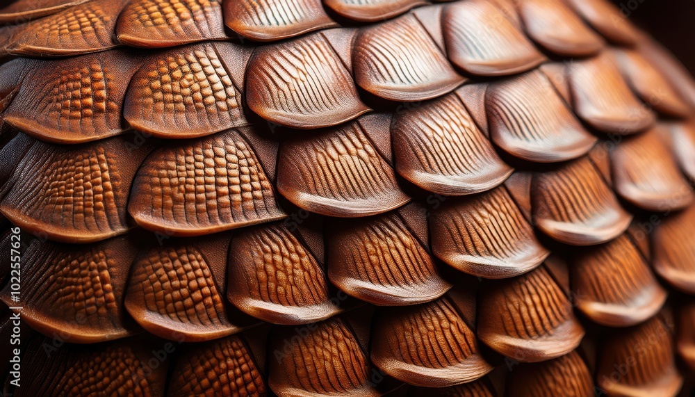 Poster close-up of armadillo scales highlighting textured, overlapping armor plates with detailed patterns 
