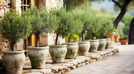 Fototapeta premium arrangement potted olive tree