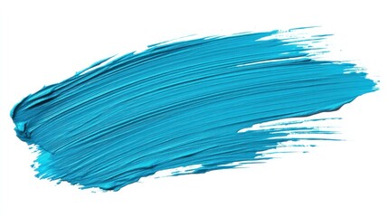 A vibrant turquoise paint stroke, showcasing texture and color for artistic purposes.