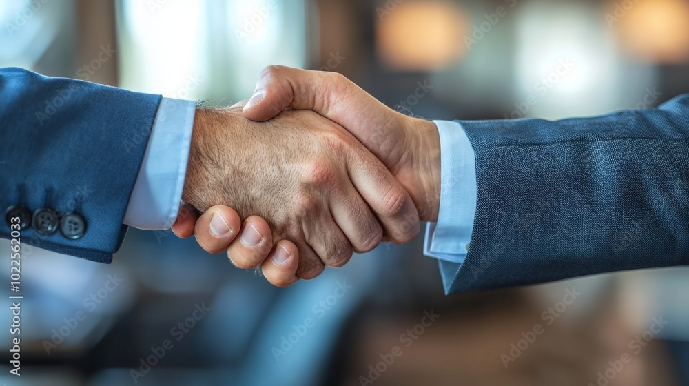 Wall mural a business executive shaking hands with a client in a corporate office setting